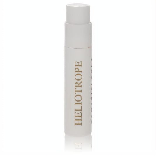 Reminiscence Heliotrope .04 oz sample perfume vial. Sleek frosted white design with elegant gold lettering.