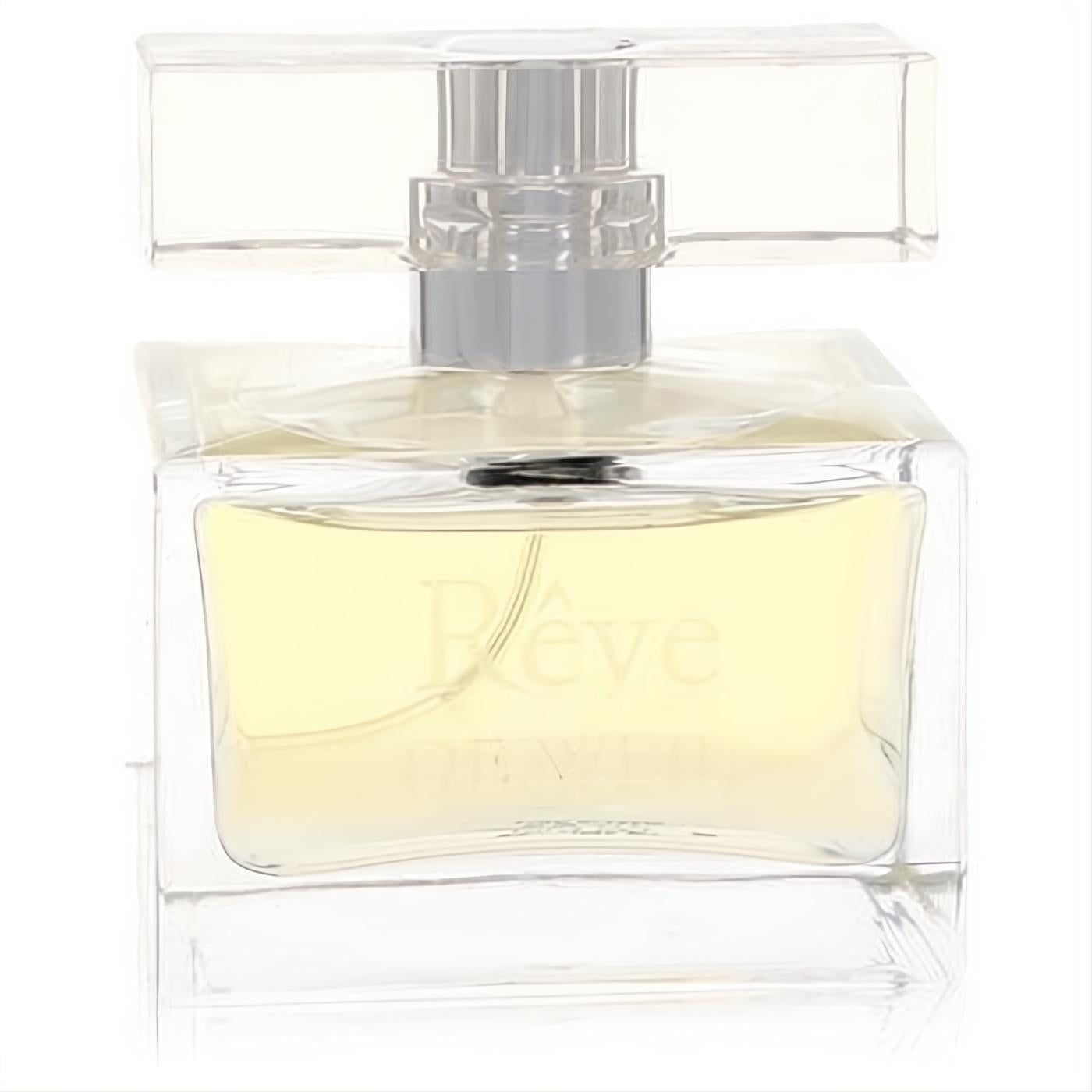 Stunning Reve De Weil 1.7 oz women's Eau De Parfum spray in a sleek clear glass bottle with captivating golden liquid.