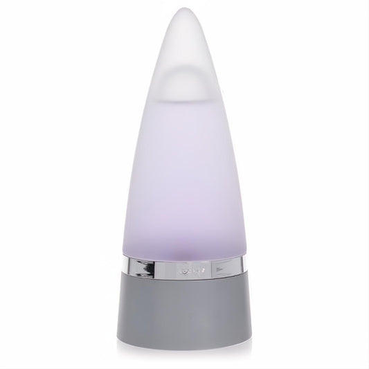 Rochas Man 3.4 oz EDT tester. Distinctive conical frosted purple glass bottle with a sleek silver band and grey base.