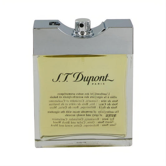 ST Dupont PARIS Eau De Toilette 3.4 oz tester. Refined golden fragrance in a clear glass bottle with a sleek silver cap.