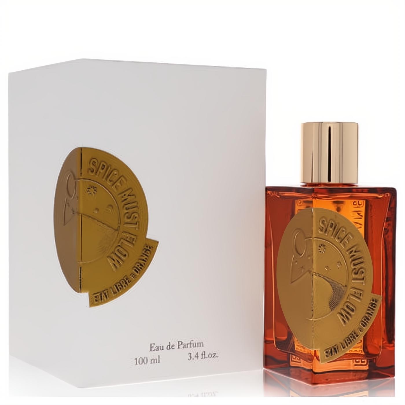 Experience Spice Must Flow 3.4 oz unisex EDP. Amber bottle, distinctive gold embossed label, and elegant white box.