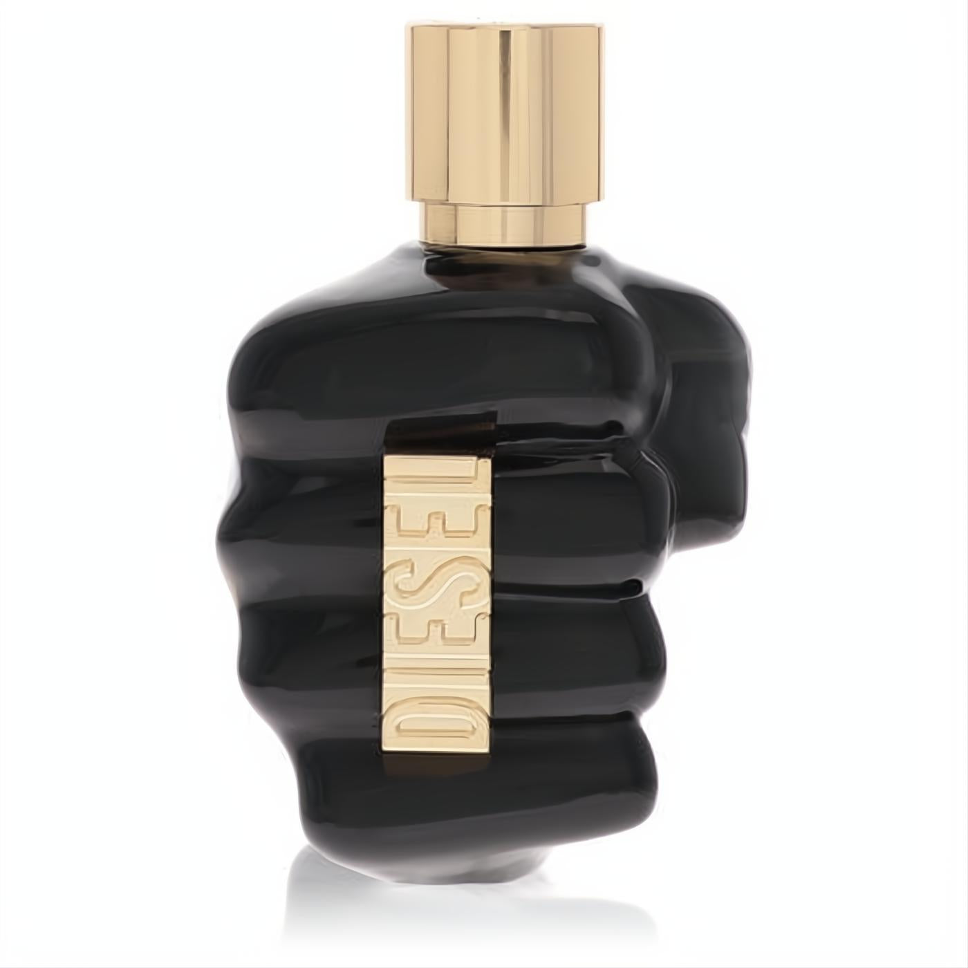 Bold Diesel Spirit of the Brave Eau de Toilette, 2.5 oz. Iconic black fist bottle with a luxurious gold cap and Diesel logo.