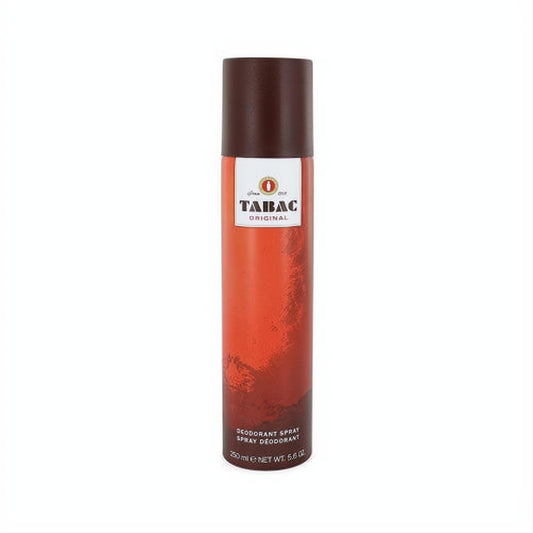 Tabac Original 5.6 oz deodorant spray. Distinctive reddish-orange can with a dark brown cap, featuring the classic logo.