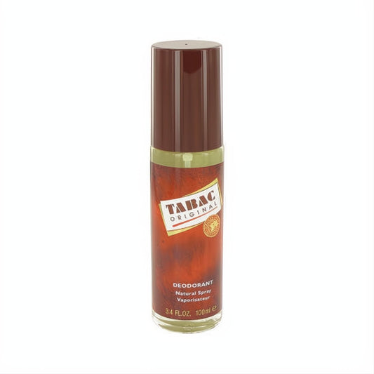 Tabac Original 3.4 oz deodorant spray in a sleek, dark brown glass bottle with a gold band and classic branding.