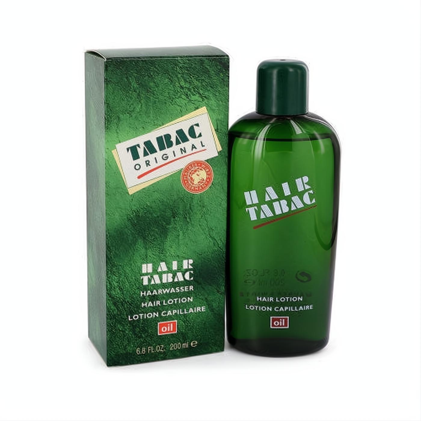 Tabac Original Hair Lotion Oil 6.8 oz by Maurer & Wirtz. Iconic dark green bottle and box for a classic masculine scent.