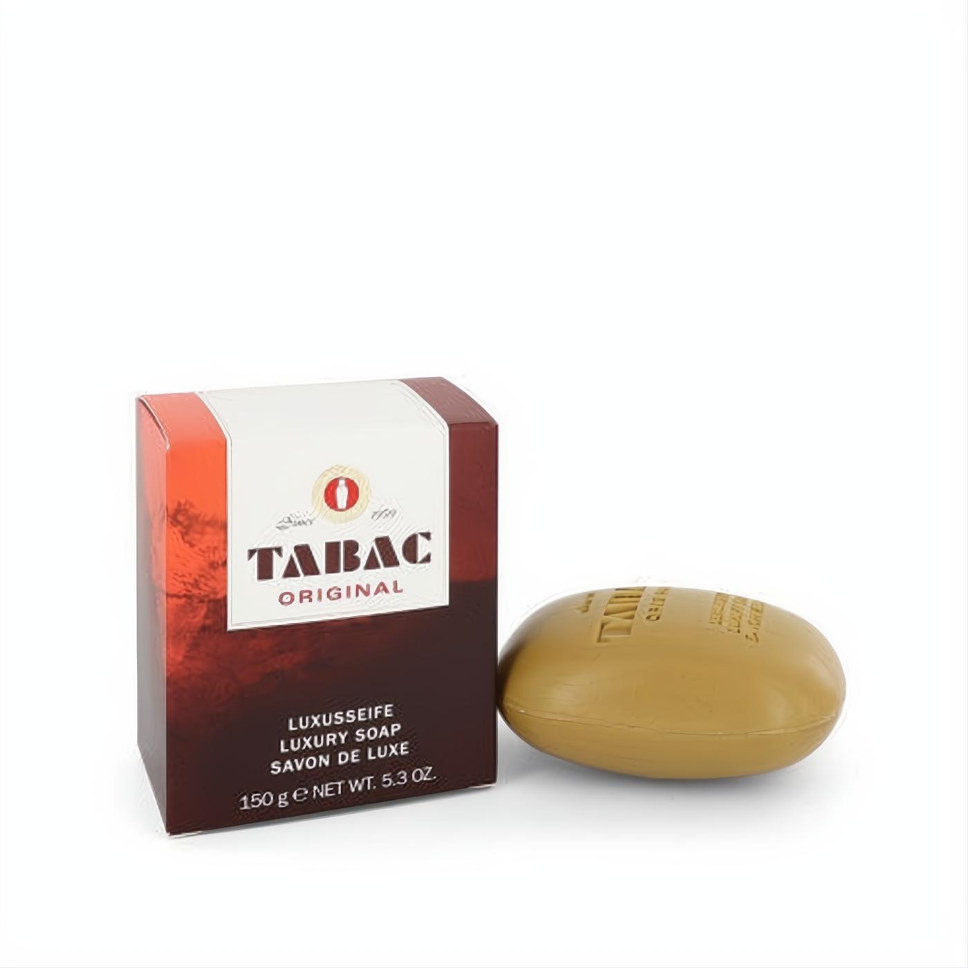 Experience TABAC Original 5.3 oz luxury soap. Golden oval bar and iconic dark brown, orange box for a sharp, masculine scent.
