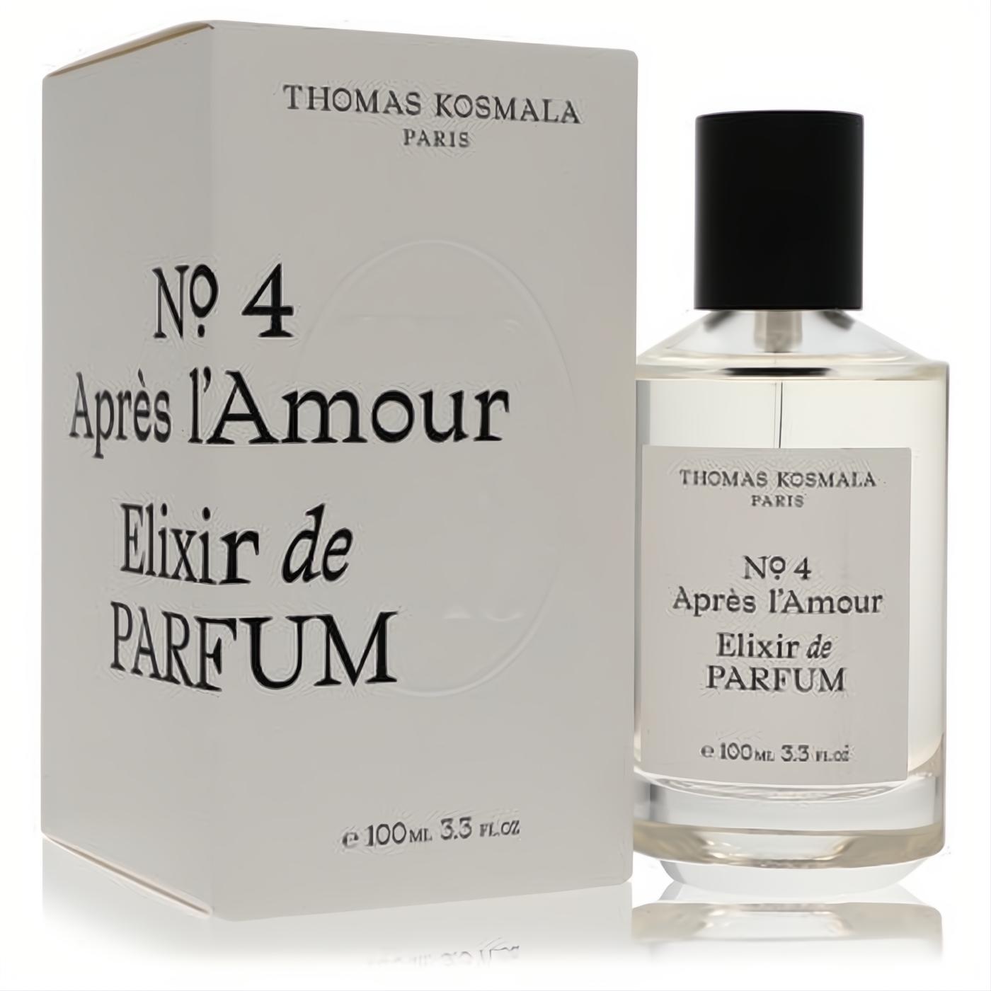 Thomas Kosmala No 4 Apres L'Amour Elixir de Parfum 100ml unisex spray. Clear glass bottle with black cap, elegant white box.