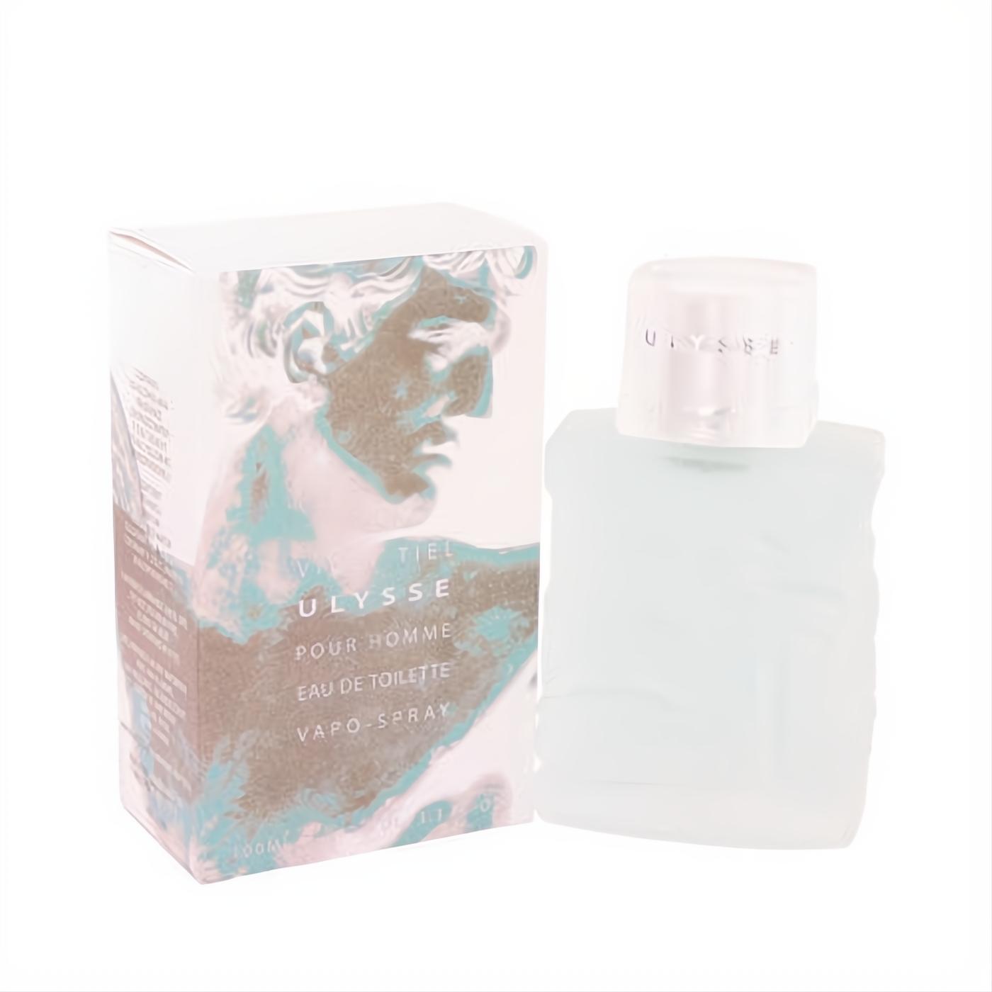 ULYSSE by Vicky Tiel Eau De Toilette Spray 3.4 oz. Masculine frosted glass bottle, elegant classical bust box.