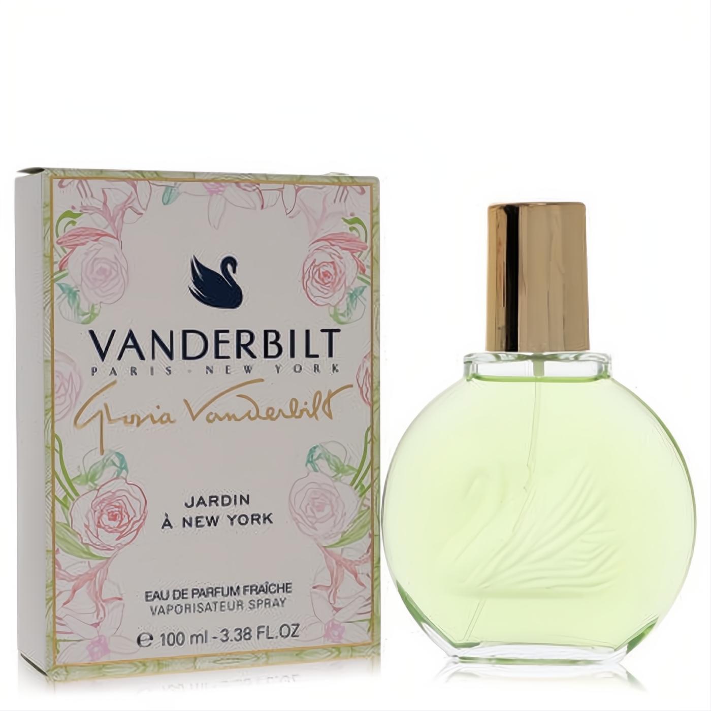 Discover Vanderbilt Jardin A New York 3.4 oz women's perfume. Features a light green bottle, gold cap, and chic floral box.