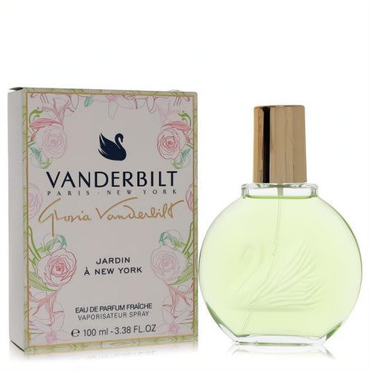 Discover Vanderbilt Jardin A New York 3.4 oz women's perfume. Features a light green bottle, gold cap, and chic floral box.