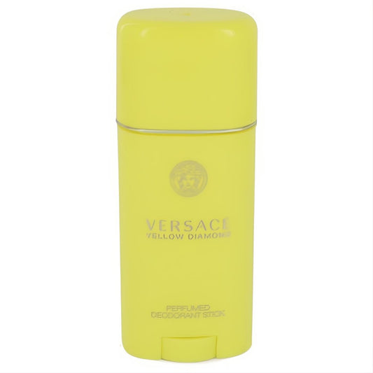 Sleek yellow Versace Yellow Diamond perfumed deodorant stick, featuring iconic silver Medusa logo.