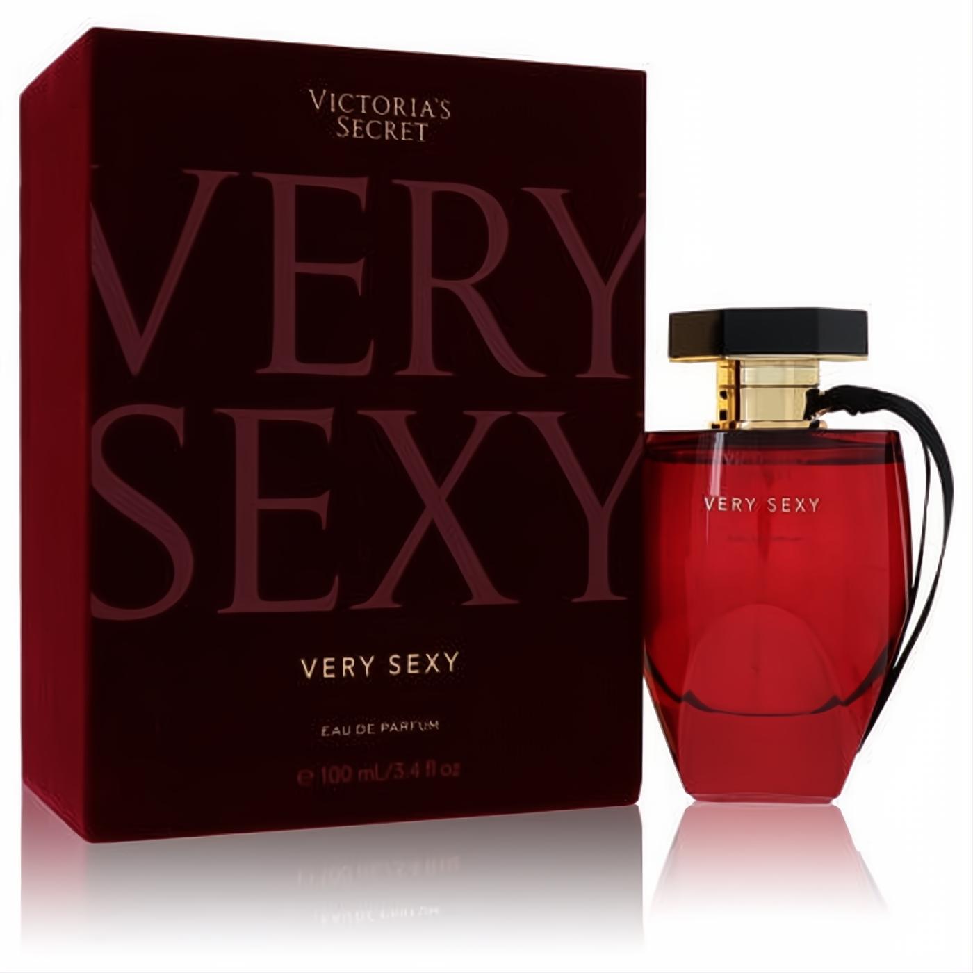 Victoria's Secret Very Sexy 3.4 oz EDP. Bold red glass bottle, black cap, and matching elegant new packaging.