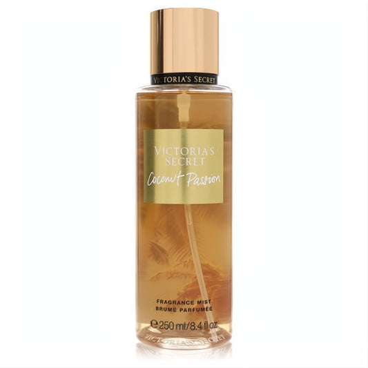 Victoria's Secret Coconut Passion 8.4 oz fragrance mist. Golden liquid in a clear bottle with a luxurious gold cap.