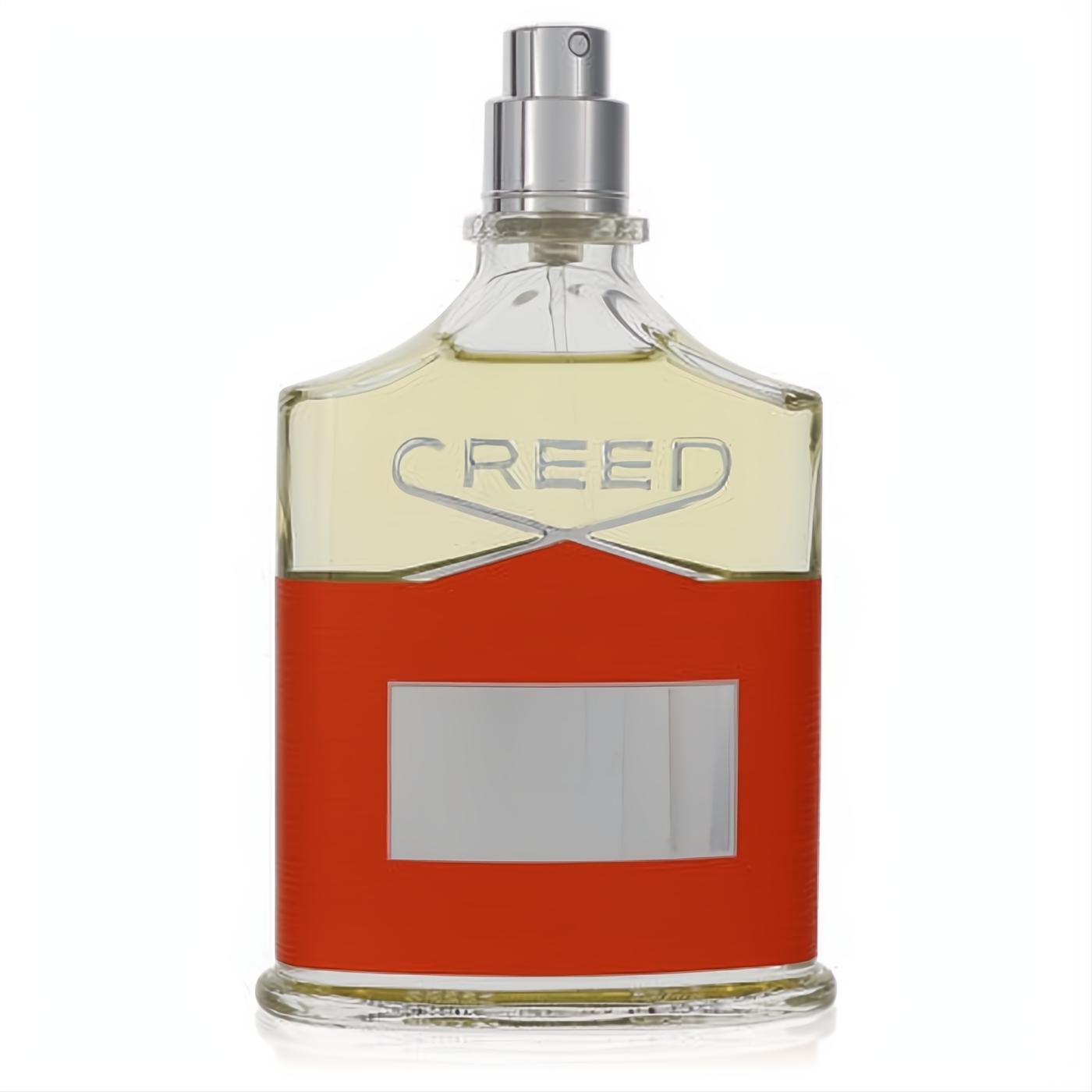 Experience Creed Viking Cologne. Bold 3.4 oz men's fragrance bottle: clear glass, vibrant red base, elegant silver sprayer.
