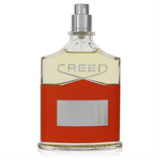 Experience Creed Viking Cologne. Bold 3.4 oz men's fragrance bottle: clear glass, vibrant red base, elegant silver sprayer.