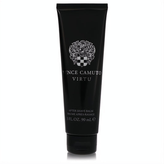 Elevate your routine with Vince Camuto Virtu After Shave Balm. Sleek 3 oz black tube with iconic silver logo.