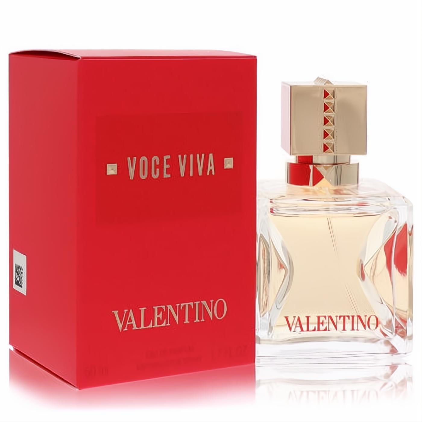 Stunning Valentino Voce Viva 1.7 oz women's EDP. Clear glass bottle, iconic gold studded cap, and vibrant red box.