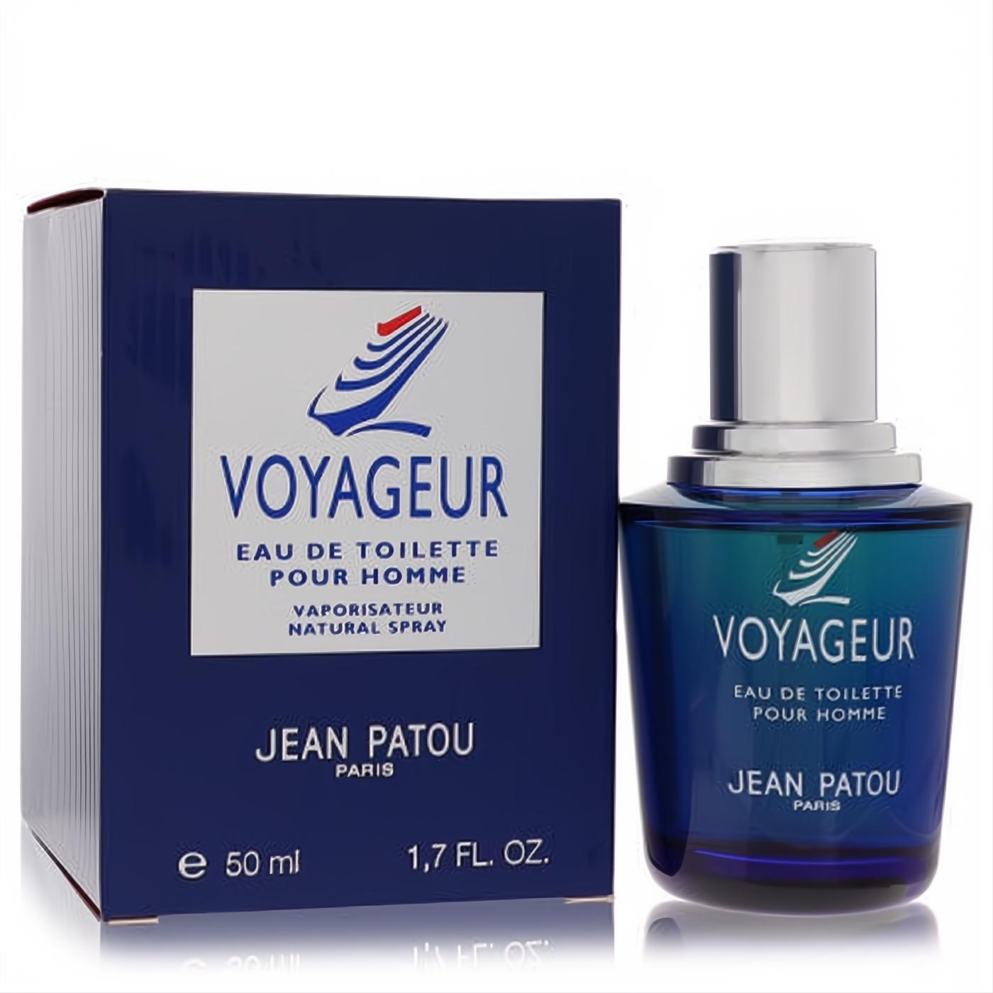 Voyageur by Jean Patou 1.7 oz Eau De Toilette for men. Sophisticated deep blue glass bottle with silver cap and matching box.