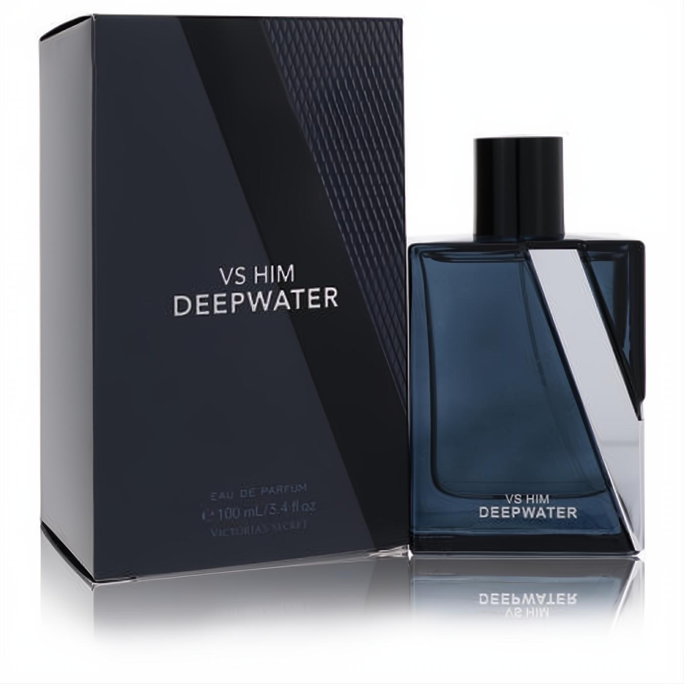Bold Vs Him Deepwater 3.4 oz men's eau de parfum spray. Sleek deep blue bottle with a striking silver stripe and matching box.