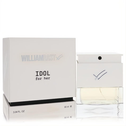William Rast Idol 3.04 oz women's Eau De Parfum. Elegant white box and clear glass bottle with a signature checkmark.