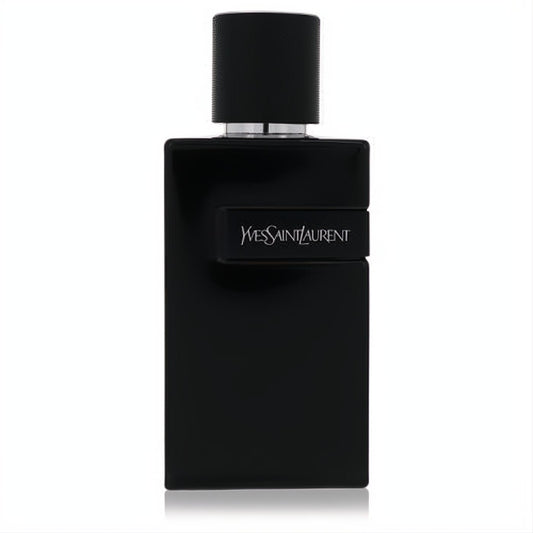 Experience YSL Y Le Parfum men's fragrance: a sleek 3.3 oz matte black bottle with silver accents and prominent white logo.