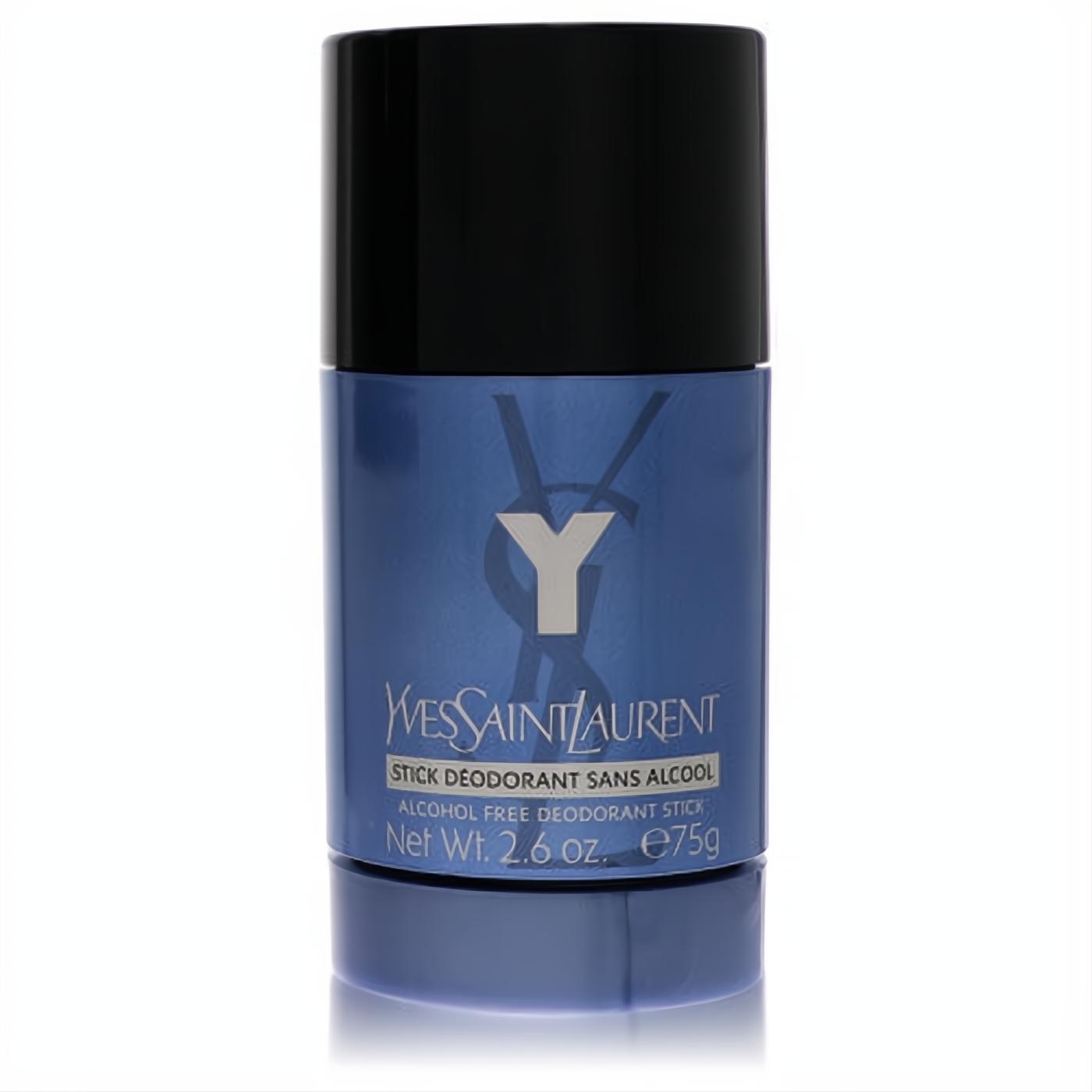 Y by Yves Saint Laurent 2.6 oz men's alcohol-free deodorant stick. Sleek blue and black design, featuring the iconic YSL logo.