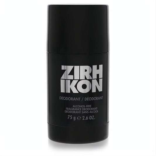 Zirh Ikon 2.6 oz alcohol-free fragrance deodorant stick. Sleek black container with bold silver branding for men.