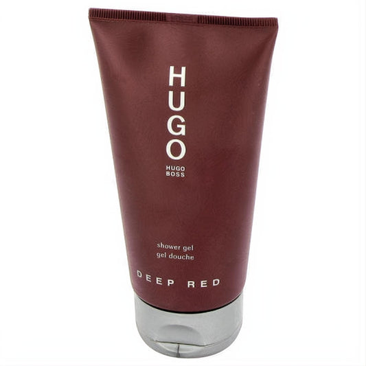 Hugo Deep Red women's shower gel. Elegant burgundy tube with a sleek silver flip-top cap for a luxurious experience.