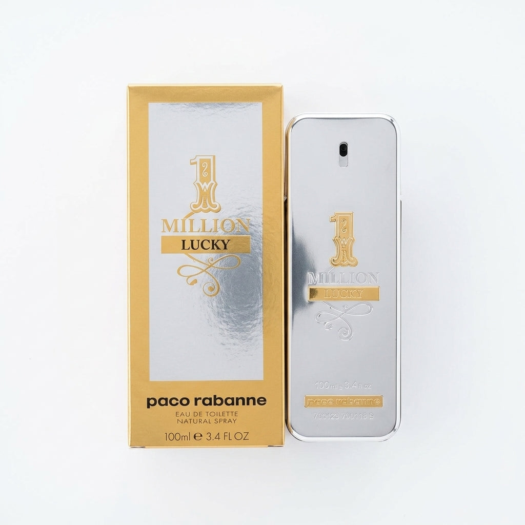Fragrance bottle and packaging — Flat Lay - Front | Generated by Modelize