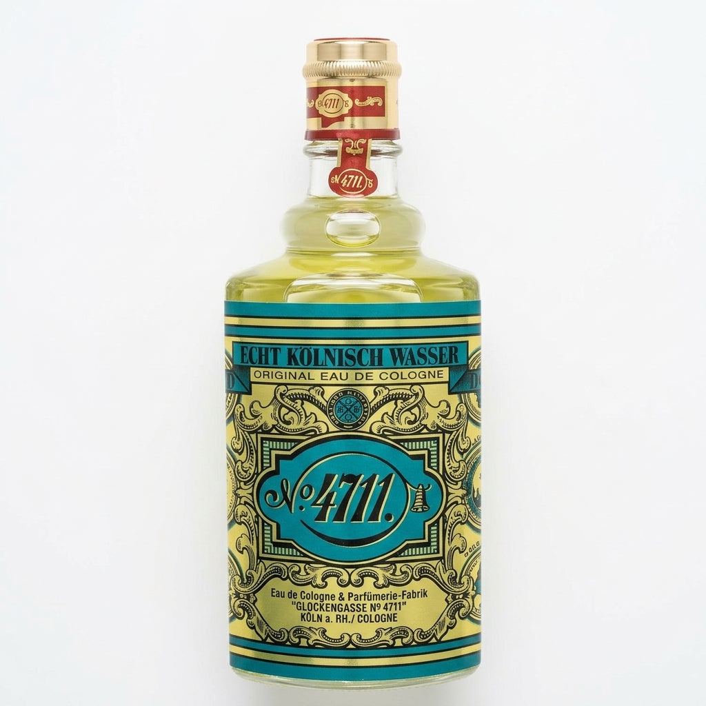 Eau de Cologne fragrance bottle — Flat Lay - Back | Generated by Modelize