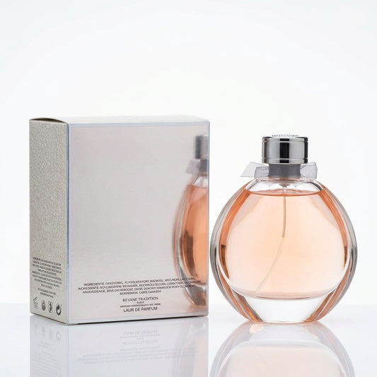 Perfume bottle and box — Studio - Back View | Generated by Modelize