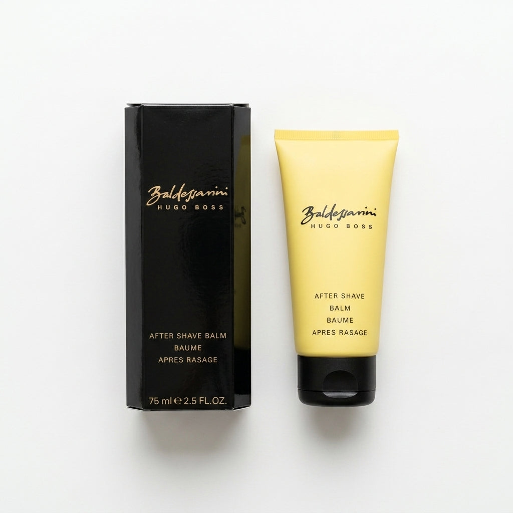 After shave balm and packaging — Flat Lay - Front | Generated by Modelize