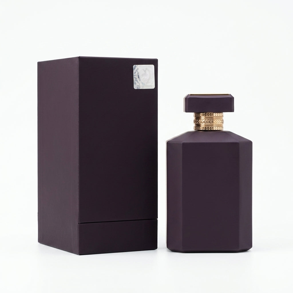 Perfume bottle and matching box — Studio - Back View | Generated by Modelize